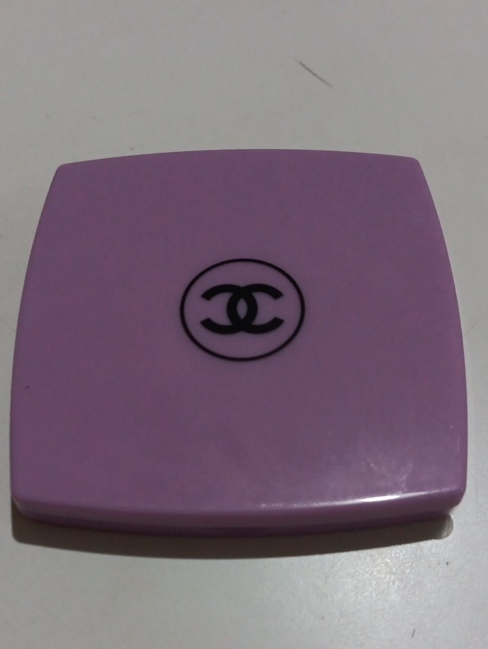 CHANEL Lilac Compact Double Mirror with Black Velvet Pouch Monogrammed NIB